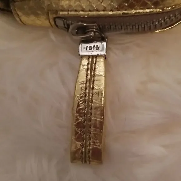 Rafe New York gold embossed faux snake skin chain bag